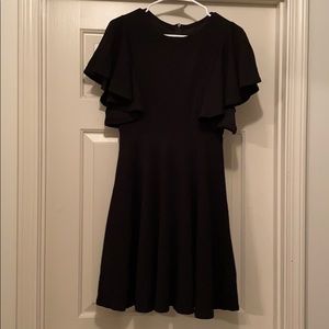 Ruffle Sleeve Black Cocktail Dress